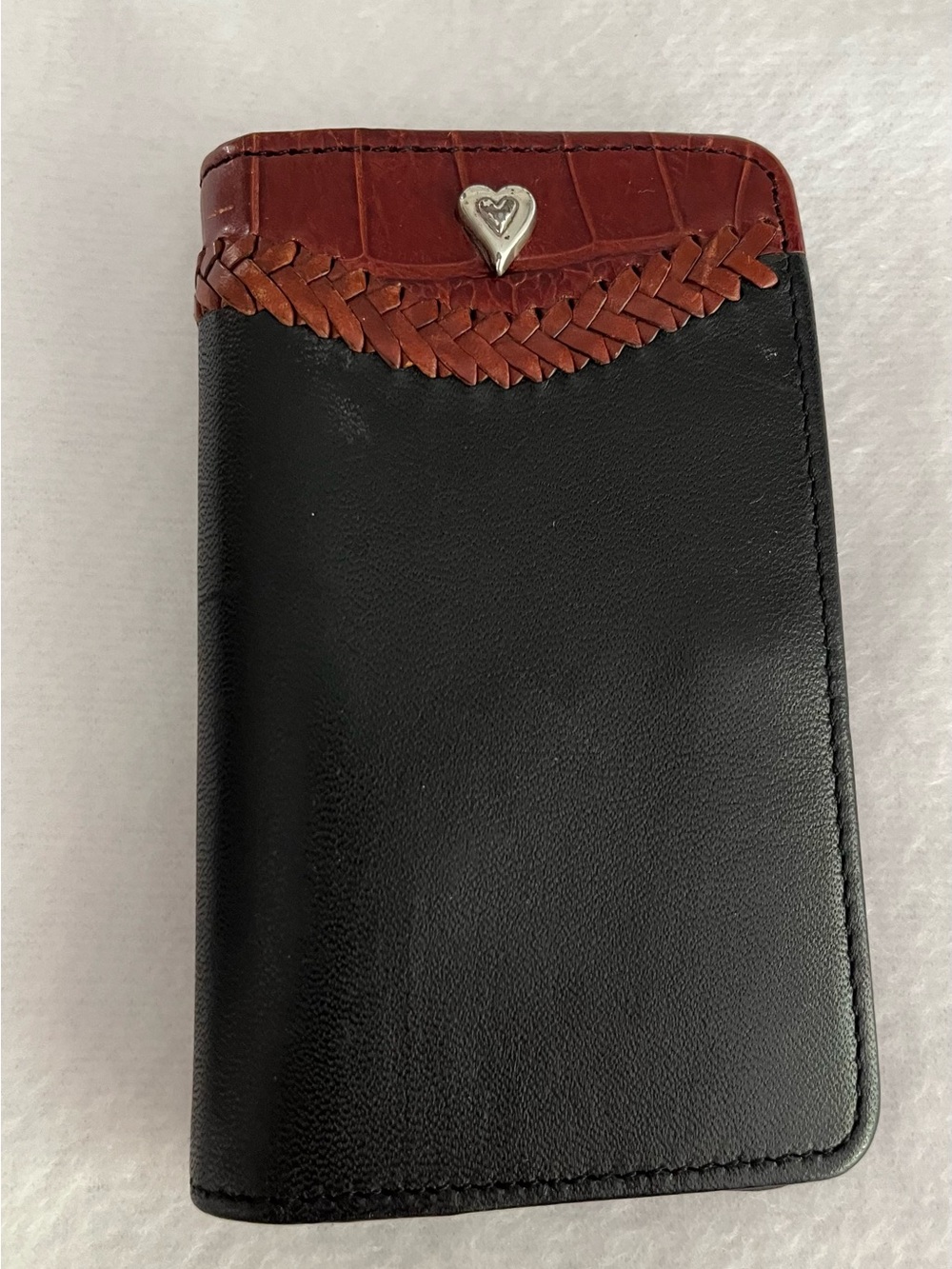 Brighton Black & Brown Leather Wallet with Heart Charm